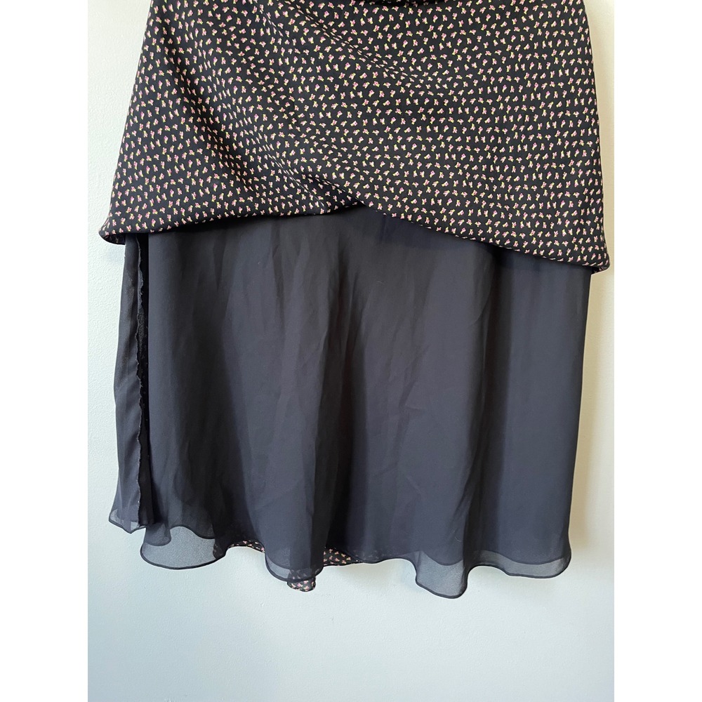 Jones New York Silk Midi Skirt Black Floral Bud Print A-Line Lined Womens 10 - Picture 5 of 7
